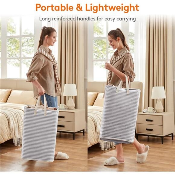 2 Pack Laundry Hamper Large Collapsible Laundry Baskets, Freestanding Waterproof - Picture 5 of 7